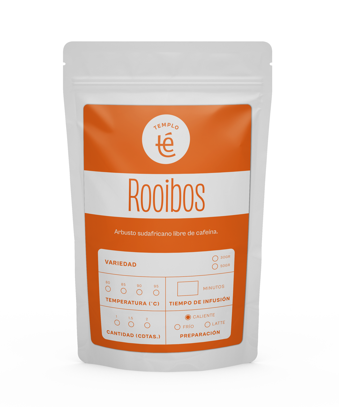 Bolsa de 30 o 50 gramos de rooibos en hebra.