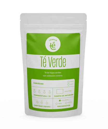 Bolsa de 30 o 50 gramos de té verde en hebra.